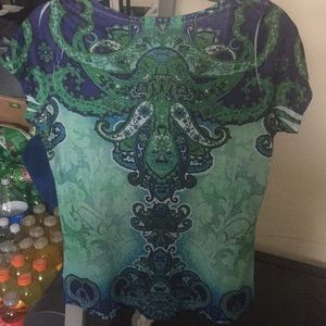 NWT Apt. 9 Teal Bling Henley Top M